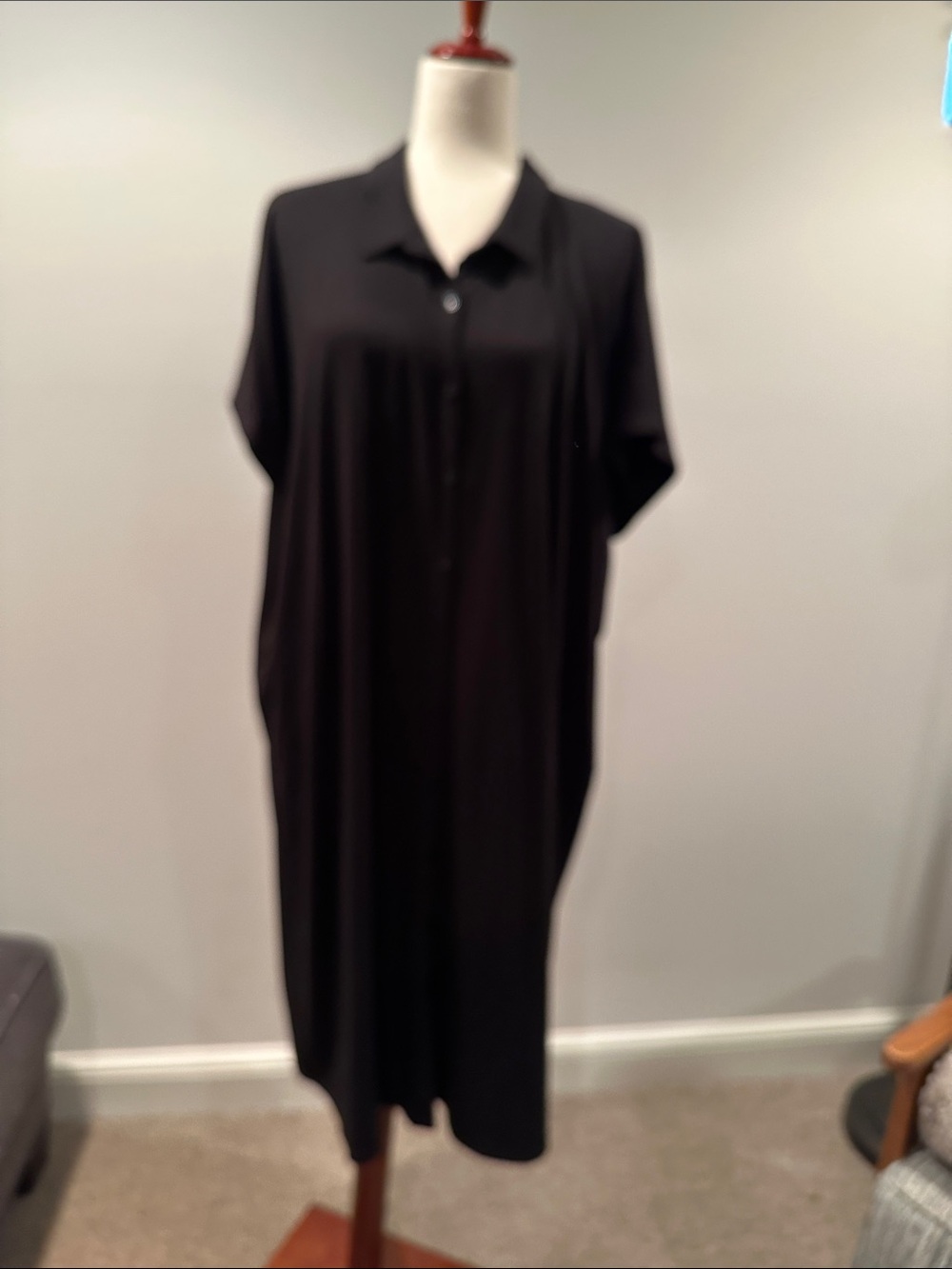 Eileen Fisher Black Button Front Dress
